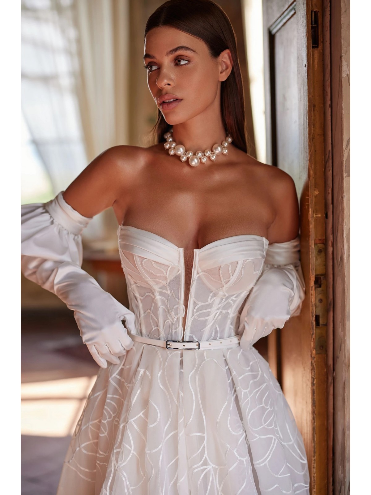 Luxury Wedding Dress - A-line Heart Cutout with Lining and The Back On The Grommets - Grandeza - LIDA-01365.42.00